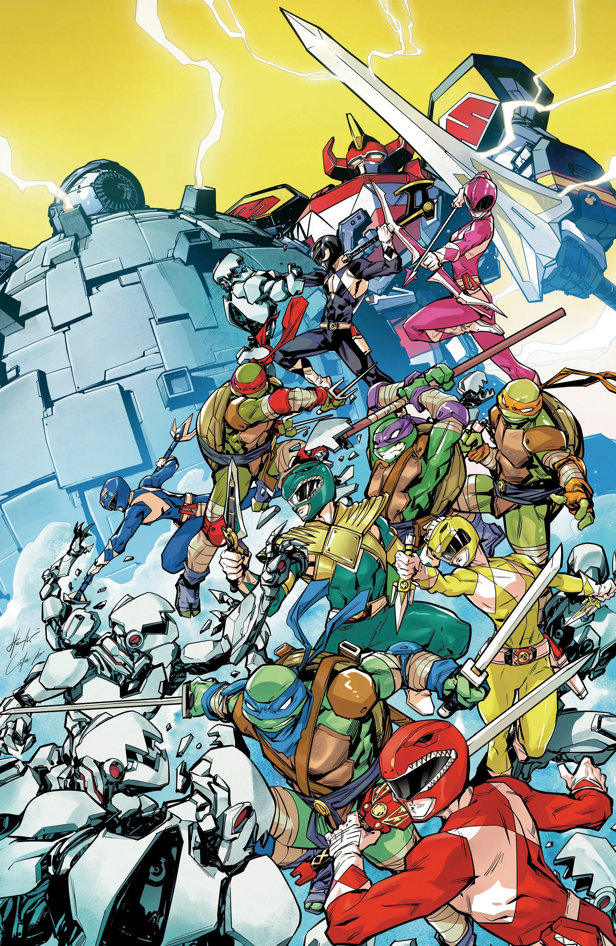 Mighty Morphin Power Rangers/Teenage Mutant Ninja Turtles III #4 K Unlimited Variant (Full Art, Prasetya)